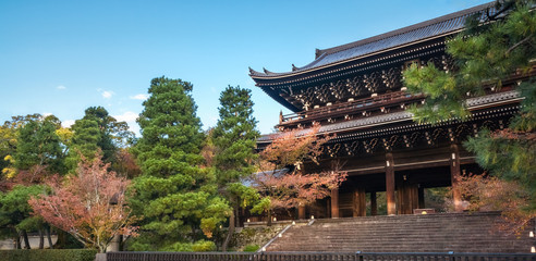 Angle View of Chion-in Sanmon Buddhist Temple in Gion, Kyoto, Japan.