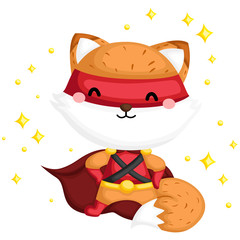 A vector of a cute fox wearing superhero costume