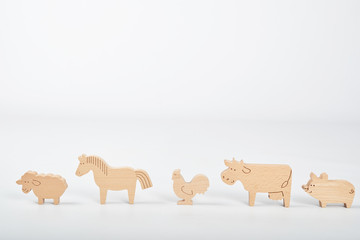 wooden toys isolated on white background