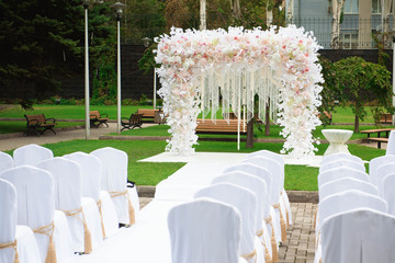 wedding ceremony decoration, beautiful fresh wedding arch