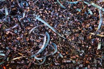 Metal chips after machining. Recyclables