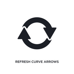 refresh curve arrows isolated icon. simple element illustration from ultimate glyphicons concept icons. refresh curve arrows editable logo sign symbol design on white background. can be use for web