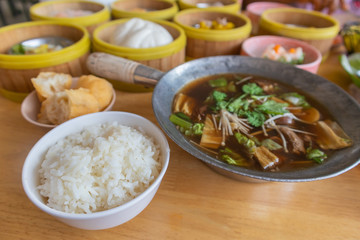Bak kut teh or meat bone tea, delicious soup in southern of Thailand