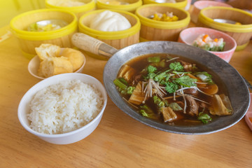 Bak kut teh or meat bone tea, delicious soup in southern of Thailand