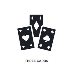 three cards isolated icon. simple element illustration from ultimate glyphicons concept icons. three cards editable logo sign symbol design on white background. can be use for web and mobile