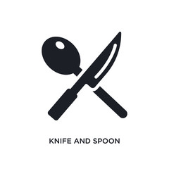 knife and spoon crossed isolated icon. simple element illustration from ultimate glyphicons concept icons. knife and spoon crossed editable logo sign symbol design on white background. can be use