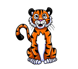 Fototapeta na wymiar Happy Stylized Cartoon Tiger