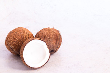 Dry coconuts with with white background