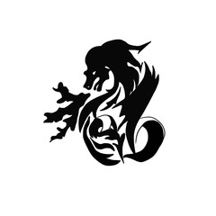 Black dragon. Hand drawn ink illustration 