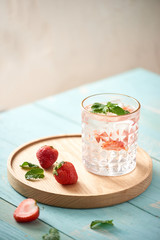 Strawberry mojito cocktail isolated on white