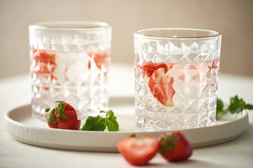 Strawberry mojito cocktail isolated on white