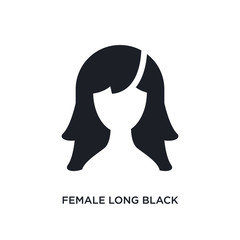 female long black hair isolated icon. simple element illustration from woman clothing concept icons. female long black hair editable logo sign symbol design on white background. can be use for web