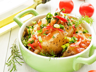 Stuffed potato halfs