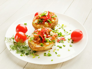Stuffed potato halfs