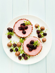 Tarts with blackberries