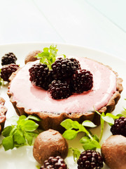 Tarts with blackberries