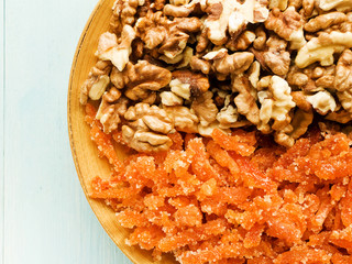 Walnuts and candied fruits