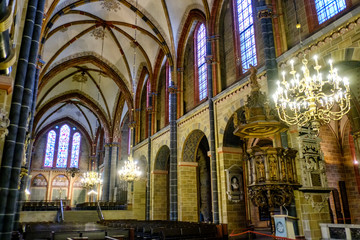 Fototapeta na wymiar Interior of St. Peter's Cathedral in Bremen, Germany. March 2019