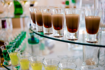 Festive banquet. Different alcoholic beverages
