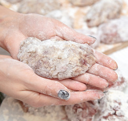 Minced meatballs in the kitchen