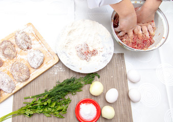 Minced meatballs in the kitchen