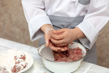 Minced meatballs in the kitchen