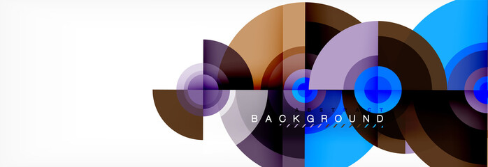 Minimal geometric circles and triangles abstract background, techno modern design, poster template