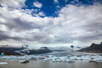 Melting icebergs at glacier lake Fjallsarlon Fjallsjokull glacier  Southeastern Iceland Scandinavia