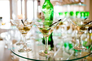 Festive banquet. Different alcoholic beverages