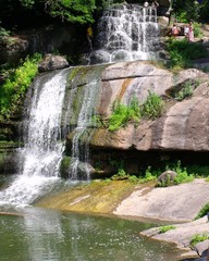 Artificial waterfall in the landscape park