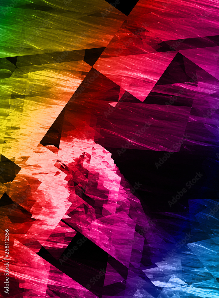 Poster Bright colorful textured vibrant background. Fractal graphic pattern with color texture