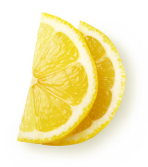 Slices of lemon on white background.