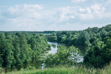 Fototapeta premium landscape of grass field and green environment public park use as natural background,backdrop