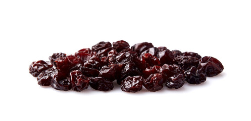 Dried cranberries isolated on white background