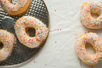glazed donuts on a tray