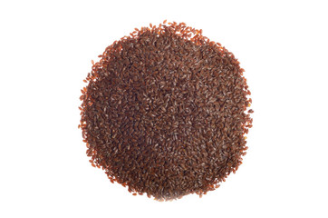 Brown flax seeds isolated on white background