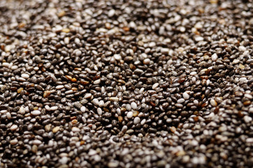 Natural raw healthy organic Chia seeds closeup