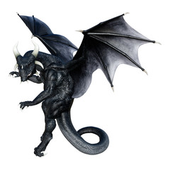 3D Rendering Fairy Tale Dragon on White