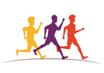 Fitness people running silhouette
