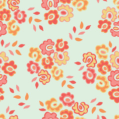 Simple seamless pattern with cute doodle flowers. Abstract floral background. Vector illustration for design, fabric and print.
