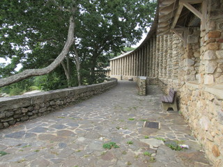 View of old cobblestone architecture from the 1930s in Rocky Neck State Park in East Lyme, Connecticut 