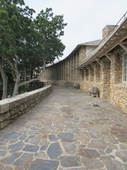 Obraz premium View of old cobblestone architecture from the 1930s in Rocky Neck State Park in East Lyme, Connecticut 