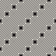 Vector seamless pattern. Monochrome bold round stripes. Decorative geometric lines texture.