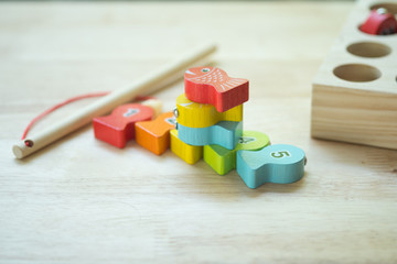 Wooden fish for children's toy fishing