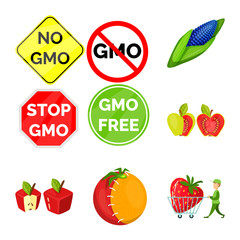 Vector design of modified and genetically logo. Collection of modified and science stock symbol for web.