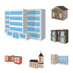 Vector illustration of building and home symbol. Collection of building and construction vector icon for stock.