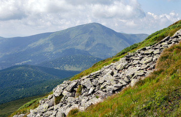 Mountain slope with stone scree