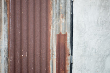 Rusted zinc sheet from the use for a long time.