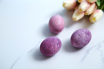 Purple Easter Egg with Tulip Bouquet