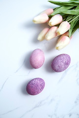 Purple Easter Egg with Tulip Bouquet